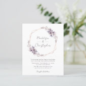 Budget Dusty Lila Floral Wedding Einladung (Stehend Vorderseite)