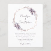 Budget Dusty Lila Floral Wedding Einladung (Vorderseite)