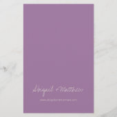 Budget Dusty Lila Minimalistisch Hochzeitseinladun (Rückseite)