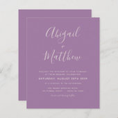 Budget Dusty Lila Simple Wedding Einladung (Vorne/Hinten)