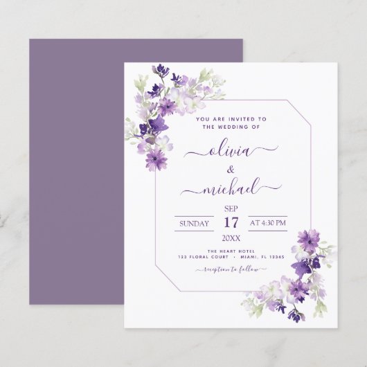 Budget Dusty Lila Wedding Blumengrün (Vorne/Hinten)