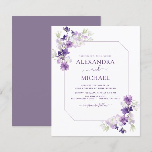 Budget Dusty Lila Wedding Blumengrün (Vorne/Hinten)