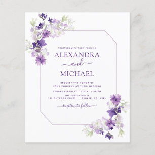 Budget Dusty Lila Wedding Blumengrün Flyer