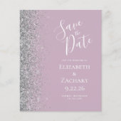 Budget Dusty Lilac Silver Glitzer Save the Date (Vorderseite)