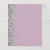 Budget Dusty Lilac Silver Glitzer Wedding Menu (Rückseite)