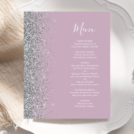 Budget Dusty Lilac Silver Glitzer Wedding Menu
