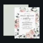 Budget Dusty Pink 16 . Geburtstag Geburtstagsparte<br><div class="desc">Das Budget Dusty Pink Floral Rose und Eukalyptus Botanische Vegetation Watercolor Frühjahr oder Sommer 16 . Geburtstag Geburtstagsparty Einladungen - beinhaltet schöne und elegante Schrift Typografie mit modernen tropischen botanischen Blume und Grün für die besondere süße 16 Feiern.</div>