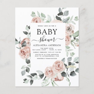 Budget Dusty Pink Baby Dusche Blumenladen Flyer