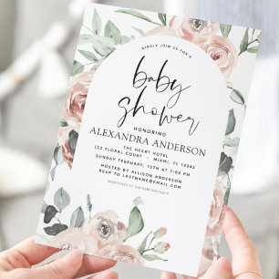 Budget Dusty Pink Baby Shower Floral Einladung Fl Flyer
