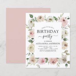 Budget Dusty Pink Birthday Party Floral
