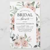 Budget Dusty Pink Blumendusche Einladung (Vorderseite)