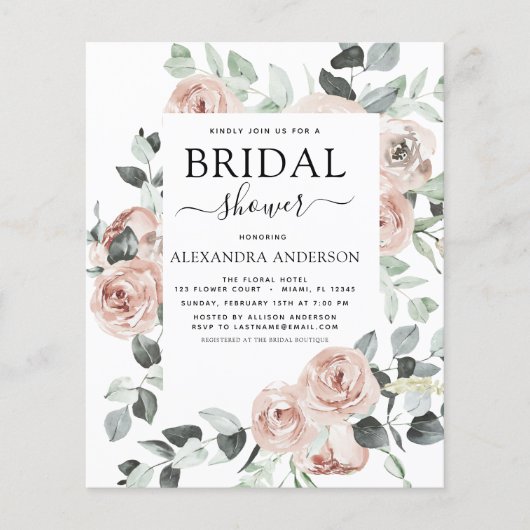 Budget Dusty Pink Brautparty Blumenladen (Vorderseite)