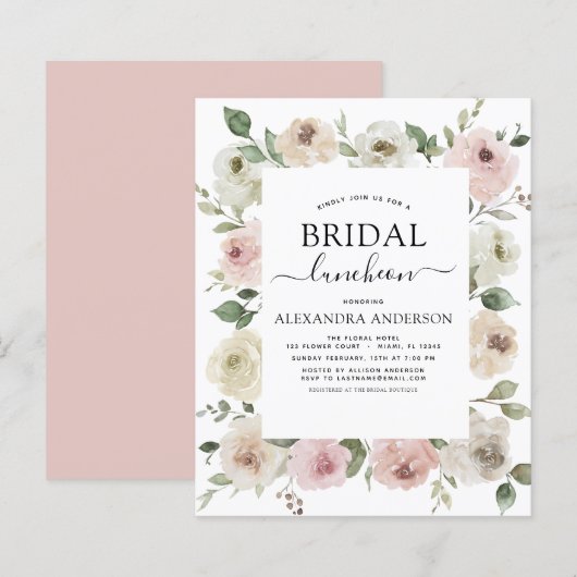 Budget Dusty Pink Brautparty Luncheon Floral (Vorne/Hinten)