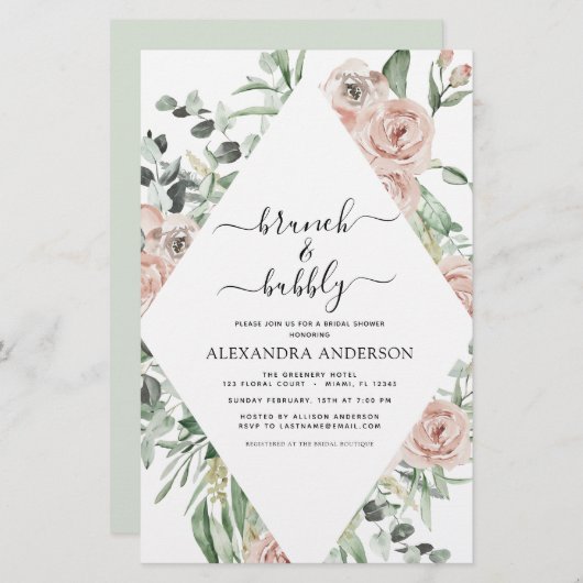 Budget Dusty Pink Brunch & Bubbly Brautparty (Vorne/Hinten)