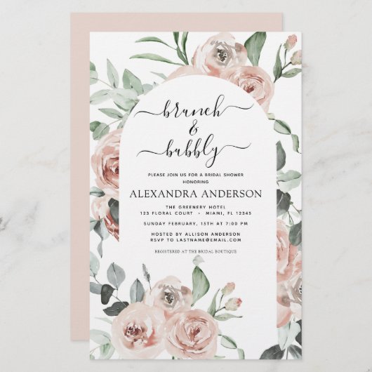 Budget Dusty Pink Brunch & Bubbly Brautparty (Vorne/Hinten)