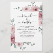 Budget Dusty Pink Brunch & Bubbly Brautparty (Vorderseite)