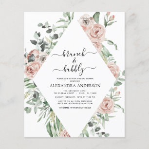 Budget Dusty Pink Brunch & Bubbly Brautparty Flyer