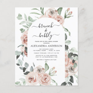 Budget Dusty Pink Brunch & Bubbly Brautparty Flyer