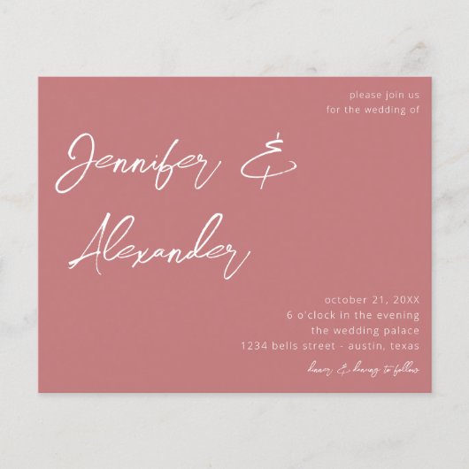 Budget Dusty Pink Calligraphy Foto Wedding V2 Flyer (Vorne)