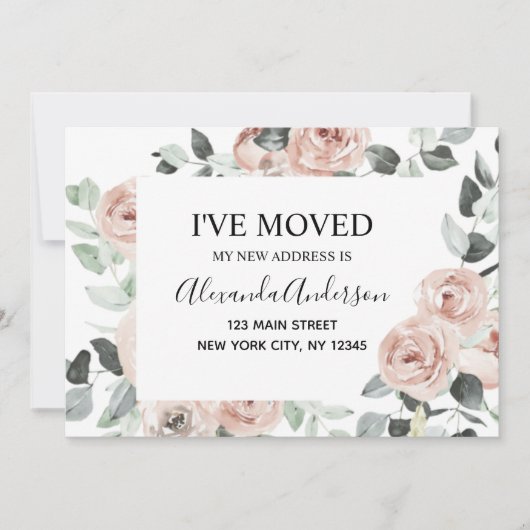 Budget Dusty Pink Floral Moving Ankündigung (Vorderseite)