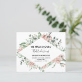 Budget Dusty Pink Floral Moving Ankündigung (Stehend Vorderseite)