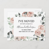 Budget Dusty Pink Floral Moving Ankündigung Postc Postkarte (Vorne/Hinten)