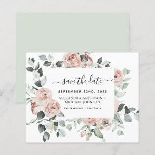 Budget Dusty Pink Floral Save the Date Einladung
