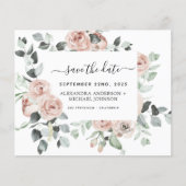 Budget Dusty Pink Floral Save the Date Einladung (Vorderseite)