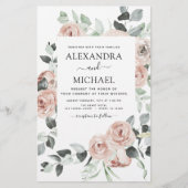 Budget Dusty Pink Floral Wedding Einladung (Vorderseite)