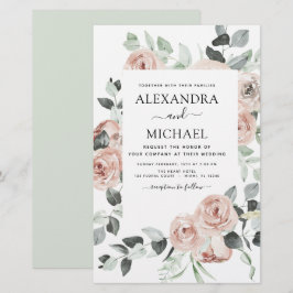 Budget Dusty Pink Floral Wedding Einladung
