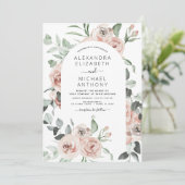 Budget Dusty Pink Floral Wedding Einladung (Stehend Vorderseite)