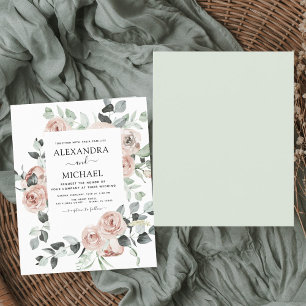 Budget Dusty Pink Floral Wedding Einladung