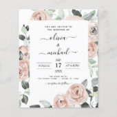 Budget Dusty Pink Floral Wedding Einladung Flyer (Vorne)