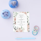 Budget Dusty Pink Floral Wedding Einladung Flyer (Einzeln)