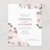 Budget Dusty Pink Florals Bride Motif (Vorderseite)