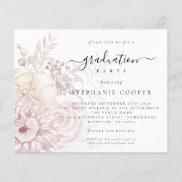 Budget Dusty Pink Florals Graduation Party Einladu