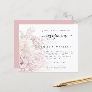 Budget Dusty Pink Florals Verlobung Einladung