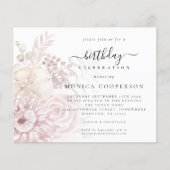 Budget Dusty Pink Florals Weibliche Geburtstag Ein (Vorderseite)