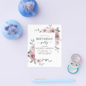 Budget Dusty Pink Geburtstagsparty Blumenladen Flyer (Einzeln)