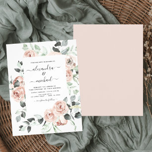 Budget Dusty Pink Grüne Einladungen Hochzeit Flyer