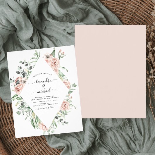 Budget Dusty Pink Grüne Hochzeit Einladung Flyer