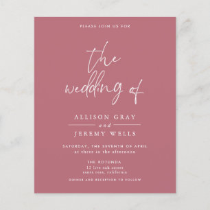Budget Dusty Pink Hochzeit Einladung Flyer