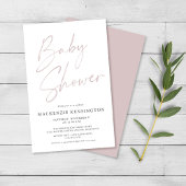 Budget Dusty Pink Simple Script Baby Dusche FLYER