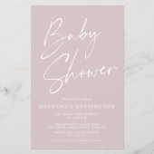 Budget Dusty Pink Simple Script Baby Dusche FLYER (Vorne)