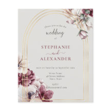 Budget Dusty Plum Floral Wedding QR Code Einladung