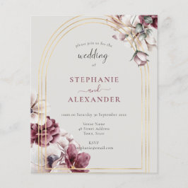 Budget Dusty Plum Floral Wedding QR Code Einladung