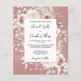 Budget Dusty Rose Boho Hochzeit Einladung