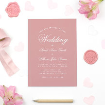 Budget Dusty Rose Calligraphy Wedding Einladung