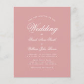 Budget Dusty Rose Calligraphy Wedding Einladung (Vorderseite)