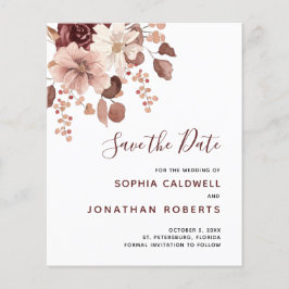 Budget Dusty Rose Eukalyptus Floral Save the Date